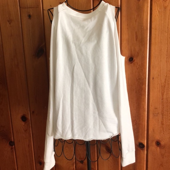 PINK Victoria’s Secret white and gray sweatshirt off the shoulder size small​​ - Picture 5 of 5